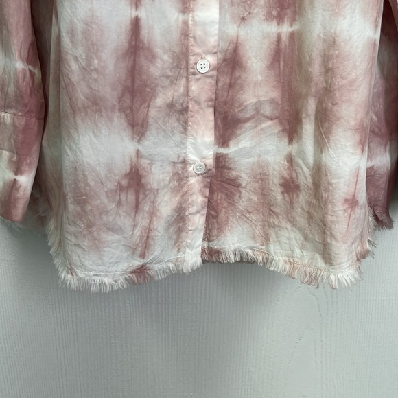 Zara - Dusty Pink Tie Dye Button Down Pocket Long Sleeve Blouse Size Small - Picture 7 of 12
